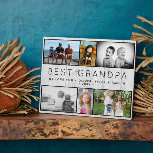 Best Grandpa Rustic Grey Wood 6 Photo Collage Fotoplatte