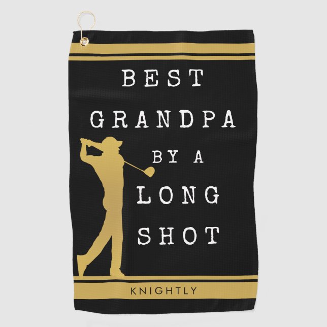 BEST GRANDPA VON EINEM LANGEN SCHUB Personalisiert Golfhandtuch (Vorderseite)