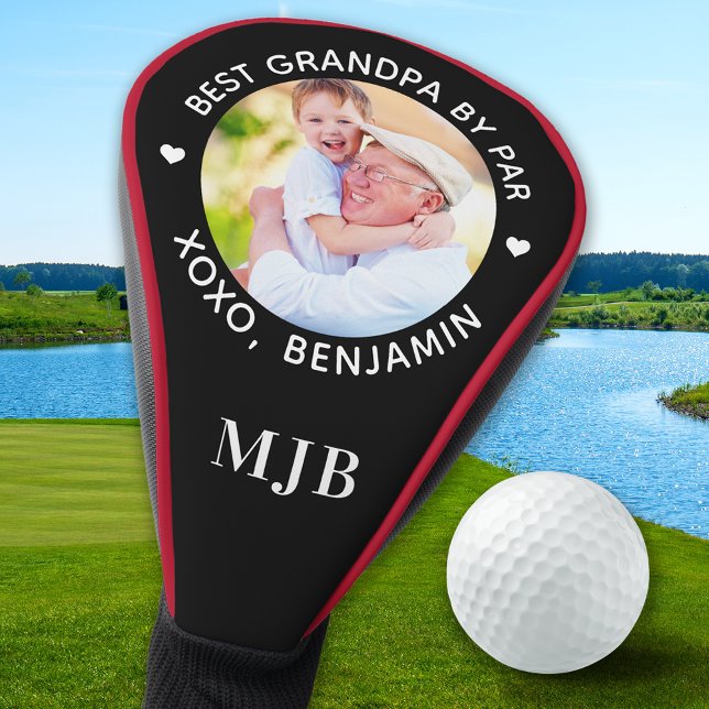 BEST GRANDPA VON PAR Custom Foto Modernes Monogram Golf Headcover (Von Creator hochgeladen)