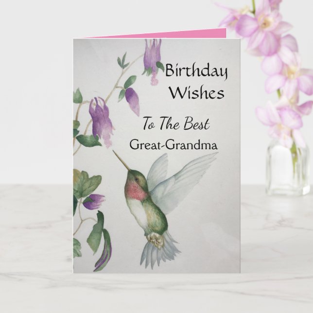 Best Great Oma Birthday Happy Hummingbird Karte (Orchidee)