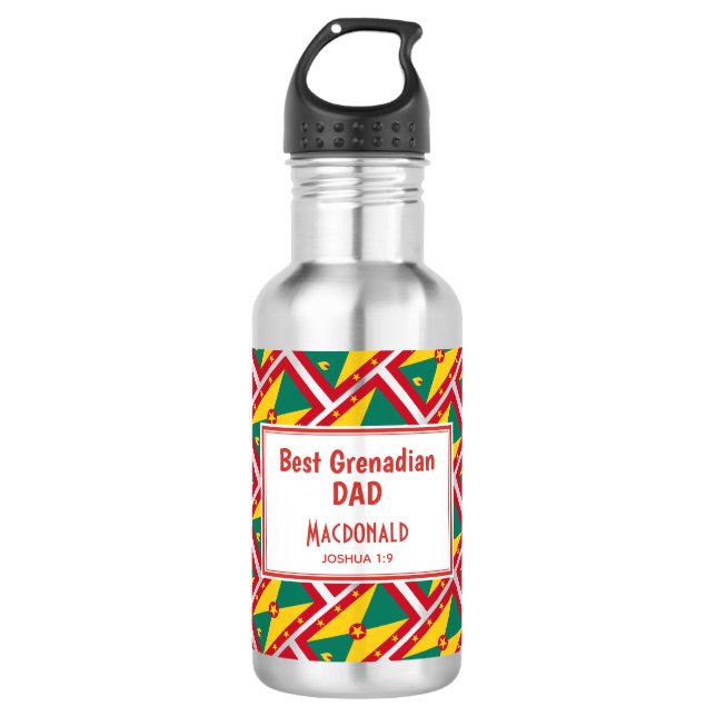 BEST GRENADIAN VATER MAMA Grenada Flag Maßgeschnei Edelstahlflasche (Vorderseite)