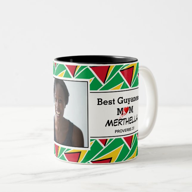 BEST GUYANESE MAMA Personalisiertes GUYANA FLAG Fo Zweifarbige Tasse (VorderseiteRechts)