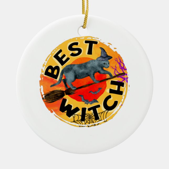 Best Hexe Keramik Ornament (Vorne)