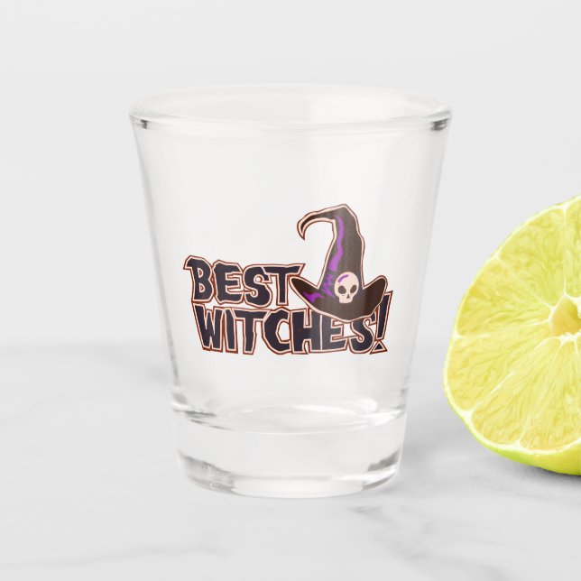 Best Hexen Typografie Halloween Puppe Schnapsglas (Vorderseite)