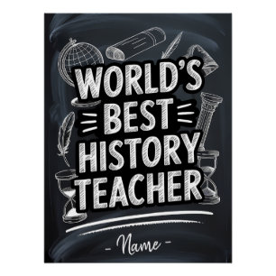 Best History Teacher Chalkboard Design Poster
