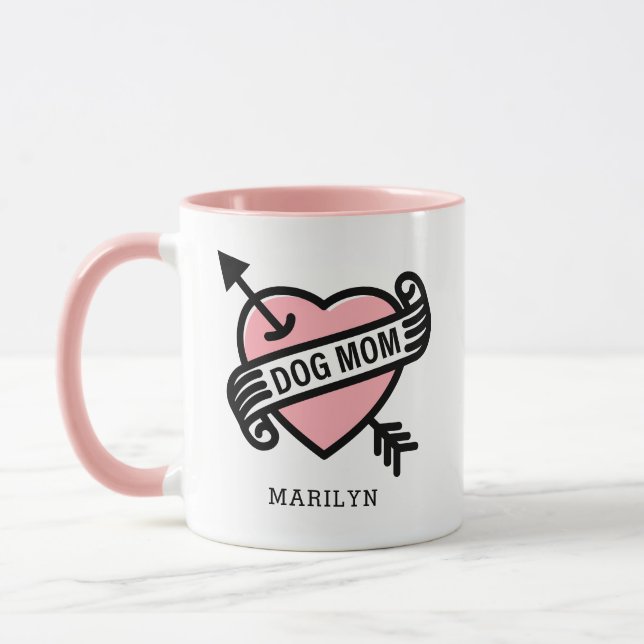 Best Hund Mama Herz Tattoo Foto und Text Tasse (Links)