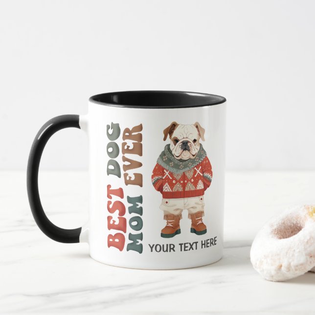 Best Hund Mama je Bulldog Custom Christmas Tasse (Mit Donut)