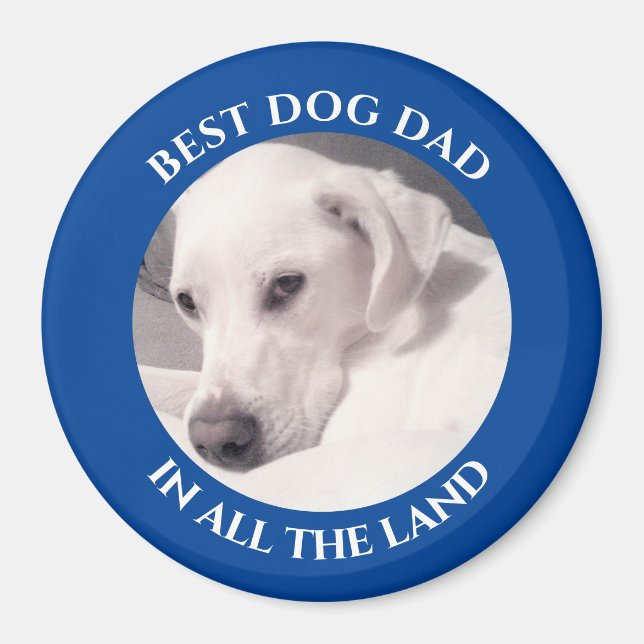 Best Hund Vater Foto Niedlich Weiße Welpe Hunde Bl Magnet (Vorne)