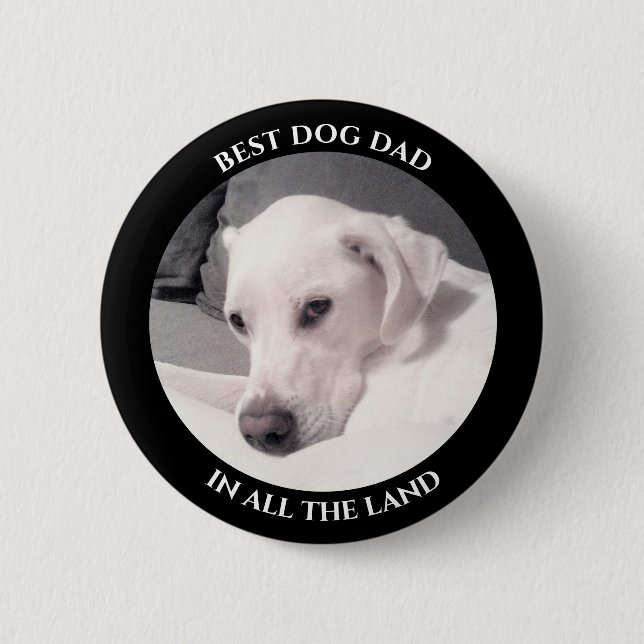 Best Hund Vater Foto Niedlich Weiße Welpe Hunde Sc Button (Vorderseite)