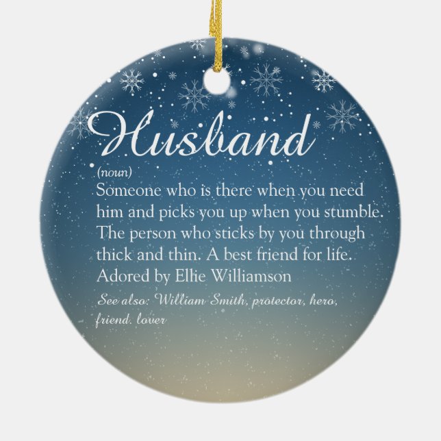 Best Husband je Definition Foto Schneeflocken Keramik Ornament (Hinten)