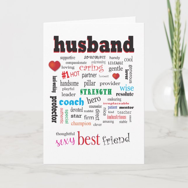 Best Husband Wonderful A1 Word Cloud Karte (Vorderseite)