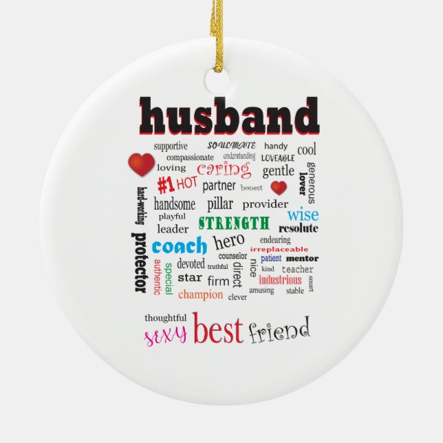 Best Husband Word Cloud Keramik Ornament (Hinten)