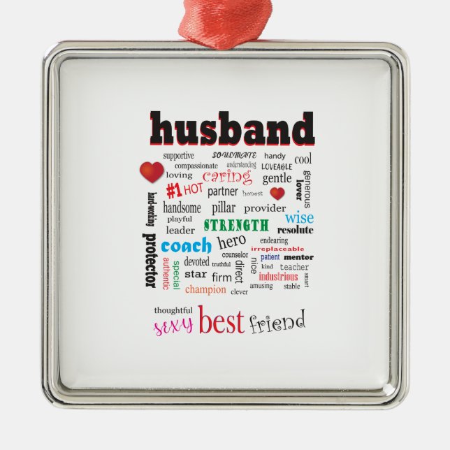Best Husband Word Cloud Silbernes Ornament (Vorne)