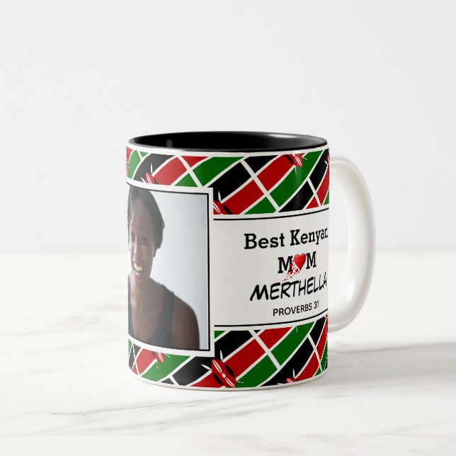 BEST KENYAN MAMA Personalisiert KENYA FLAG Foto Zweifarbige Tasse (VorderseiteRechts)