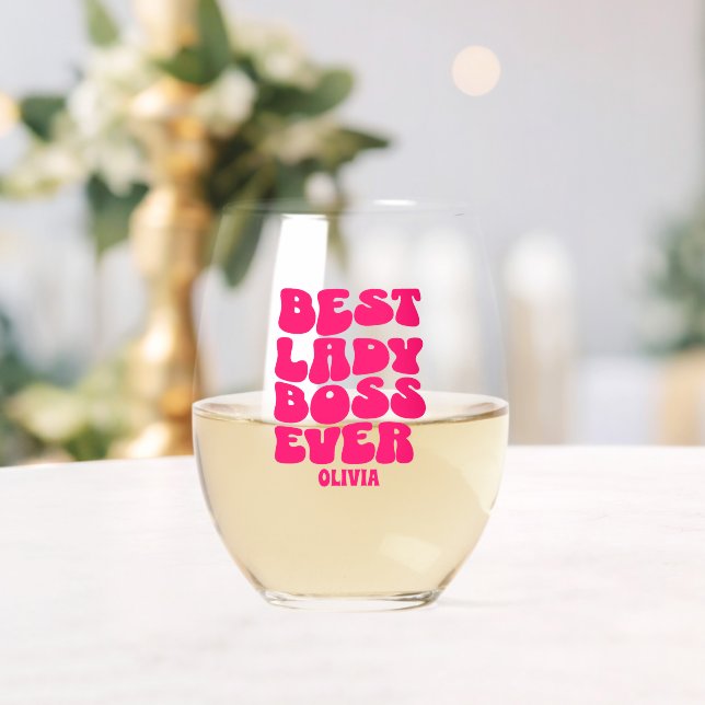 Best Lady Boss je Individuelle Name Weinglas Ohne Stiel (Insitu (Hochzeit))