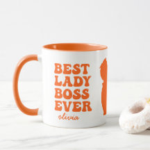 Best Lady Boss je Retro Orange Individuelle Name
