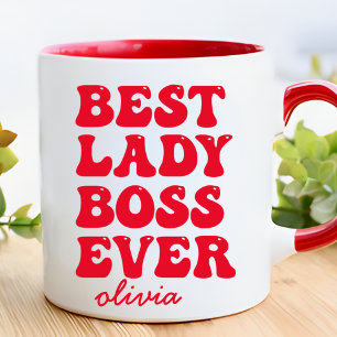 Best Lady Boss je Retro Red Individuelle Name Tasse