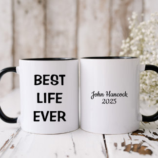 Best Life je Taufe Schwarz-Weiß Tasse
