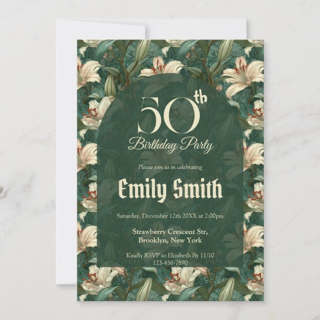 Best Lilies Accent Women Birthday Einladung (Vorderseite)