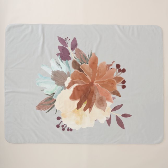 Best Luxury stilvolle Aquarell floral Sherpadecke (Vorderseite (Horizontal))
