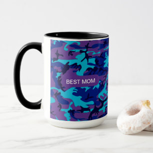 Best Mama Camouflage Dark Blue & Lila Pattern Tasse