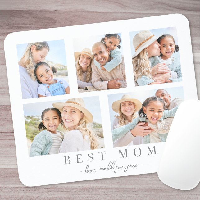 Best Mama Custom Foto Family Collage Mousepad (Best Mom Custom Photo Family Collage Mouse Pad )