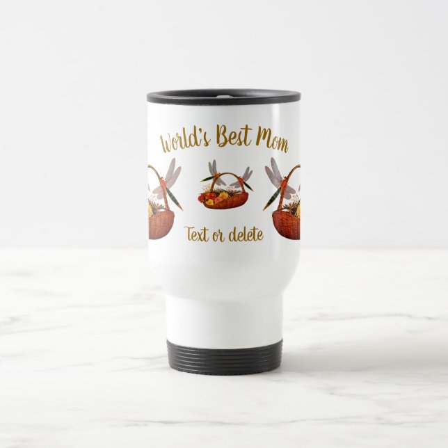 Best Mama Dragonflies Blume Basket Personalisiert Reisebecher (Mittel)