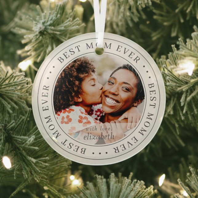 Best Mama Ever Classic Simple Foto Ornament Aus Glas (InSitu)