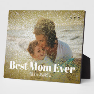 "BEST MAMA EVER" Imitate Gold Glitzer Foto Fotoplatte