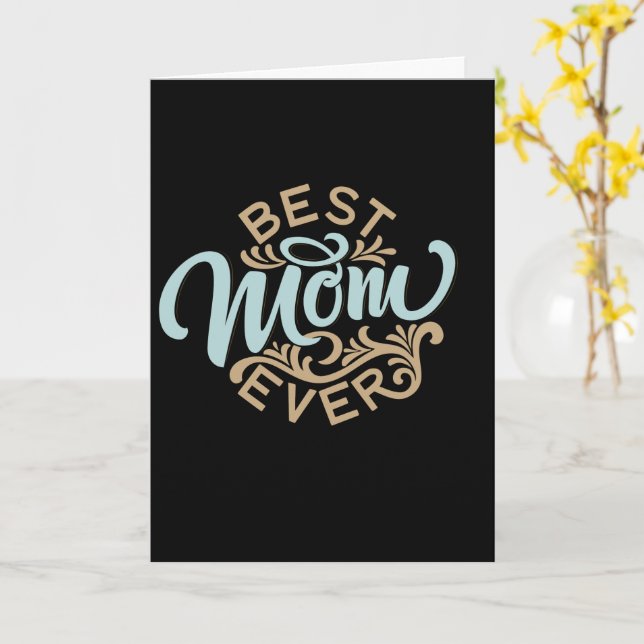 Best Mama Ever Word Art Mother Day Card Karte (Gelbe Blume)