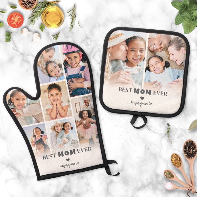 Best Mama Foto Ofenhandschuh & Topflappen-Set (Best Mom Photo Oven Mitt & Pot Holder Set)