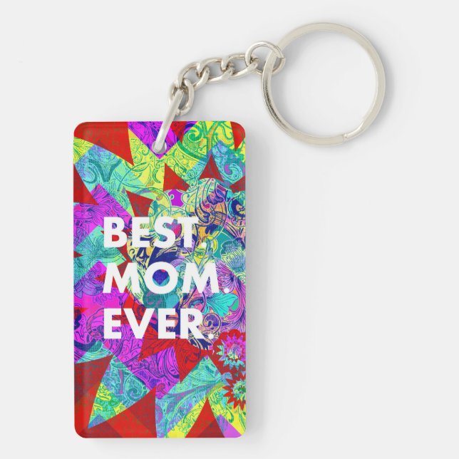 BEST MAMA JE Bunte Abstrakte Mütter Tagesgeschenke Schlüsselanhänger (Rückseite)