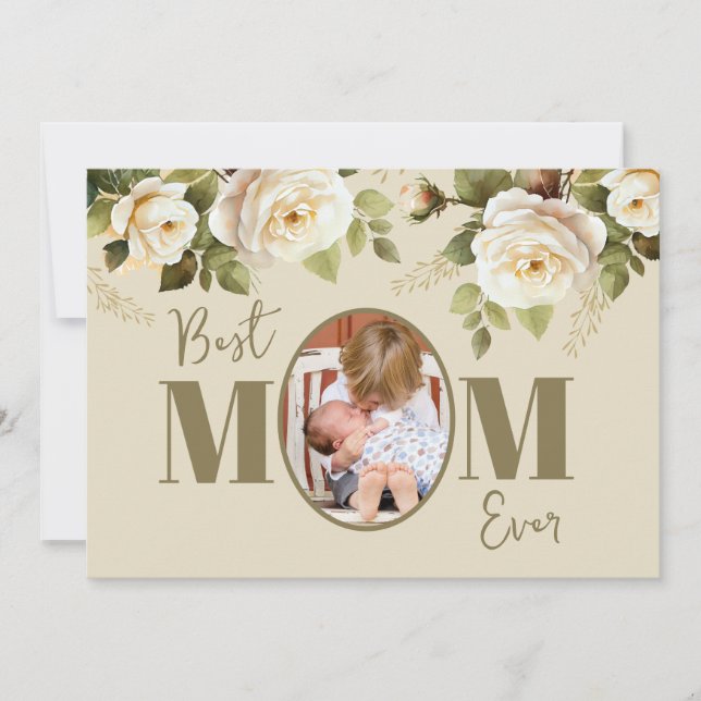 Best Mama jemals Floral Foto Ferienwohnung Karte (Vorderseite)