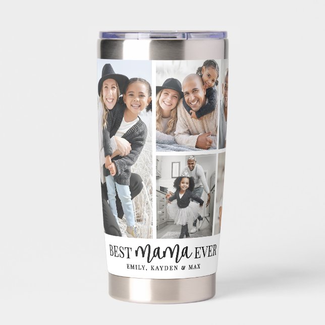 Best Mama Photo Collage Mother Thermobecher (Vorderseite)