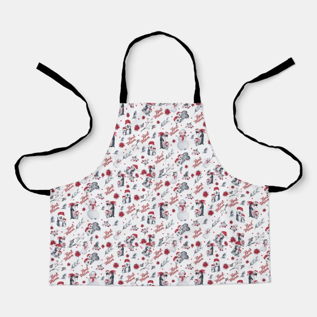 Best Mama Pinguin Weihnachtsmuster Schürze (Vorderseite)