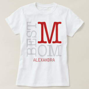 Best Mama Red Silver Glitzer Name Personalisiert T-Shirt