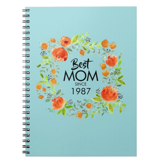 Best Mama Seit Watercolor Floral Notebook Notizblock (Vorderseite)