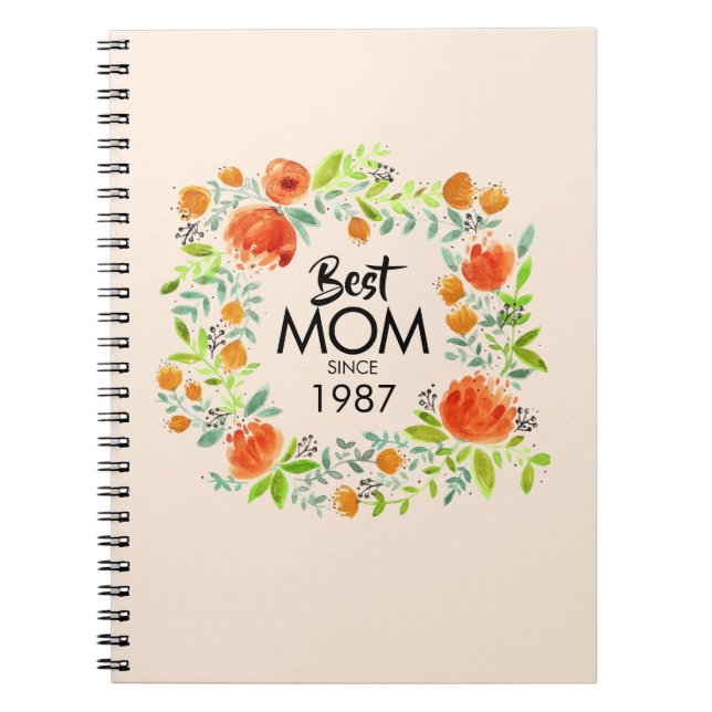 Best Mama Seit Watercolor Floral Notebook Notizblock (Vorderseite)