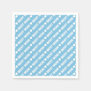 Best Mama White on Light Blue Paper Napkin Serviette