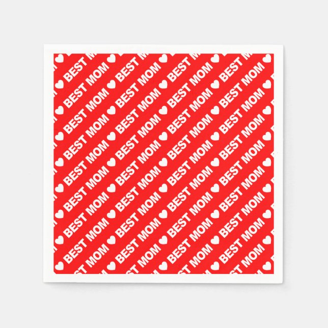 Best Mama White on Red Paper Napkin Serviette (Vorderseite)