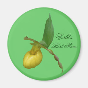 Best Mama Yellow Lady Slipper Blume Foto Magnet