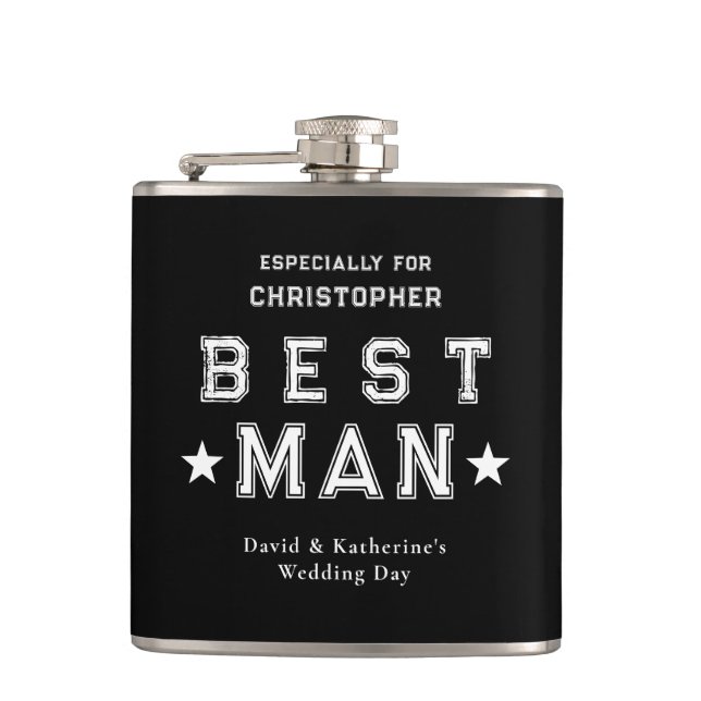 Best Man Appreciation Gift Black Flachmann (Vorderseite)