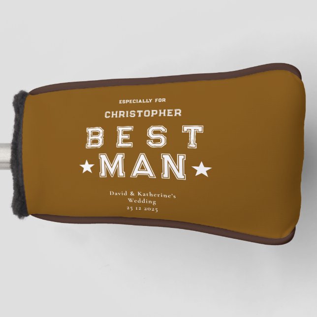 Best Man Appreciation Gift Brown Golf Headcover (Vorderseite)