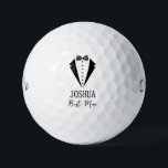 Best Man Black Tuxedo With Striped Bow Tie Golfball<br><div class="desc">These golf balls are a great favor for the best man in your wedding party. They feature a fabulous tuxedo and striped bow tie in black. With a first name in a traditional CAP font and the words best man in a coordinating script font also in black they're perfect for...</div>