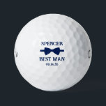 Best Man Blue Bow Tie Golfball<br><div class="desc">These golf balls are a great favor for the best man in your wedding. They feature a blue bow tie with the best man's name above it in a modern CAP font and the words Best Man along with the wedding date below. They'd be great for a bachelor party or...</div>