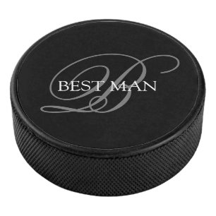 Best Man Monogram Eishockey Puck