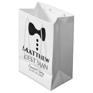 Best Man Wedding Gift Bag with Black Tie Mittlere Geschenktüte