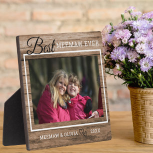 Best Meemaw jemals Custom Foto Rustic Wood Fotoplatte