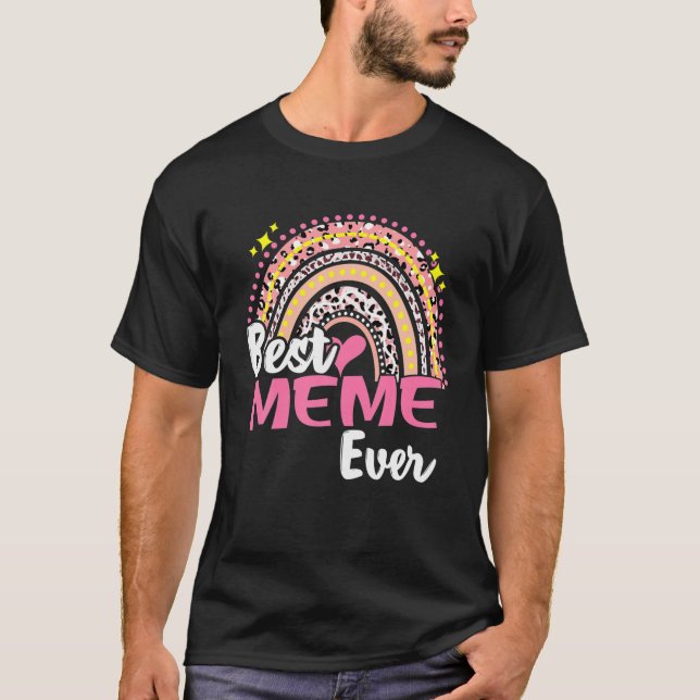 Best Meme Ever Funny Pink Leopard Regenbogenmütter T-Shirt (Vorderseite)