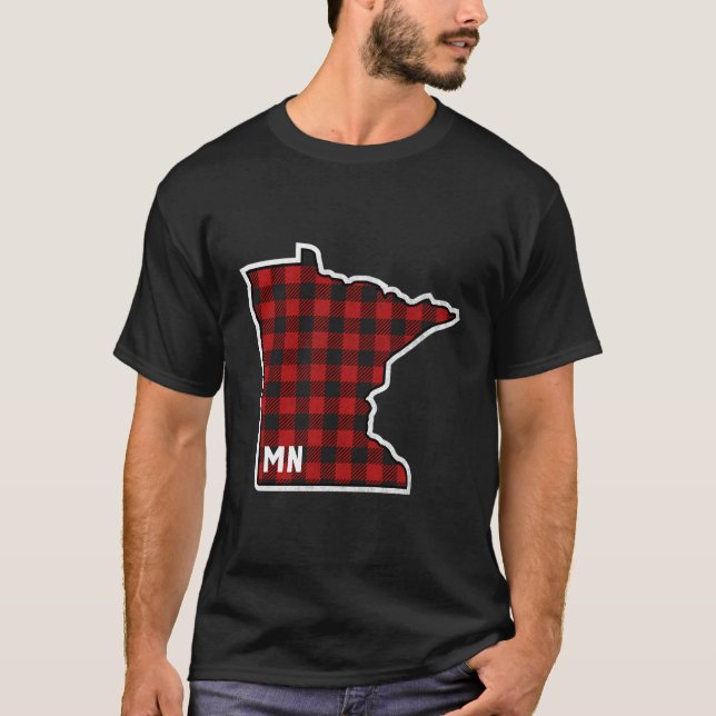 Best Minnesota Buffalo Kariert Mn Staat Kontur T-Shirt (Vorderseite)